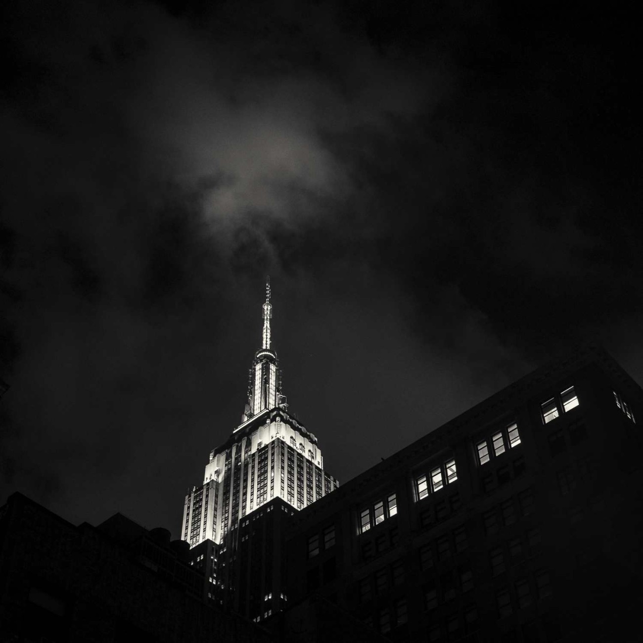 Empire State Building lighting the clouds, NY, 2014