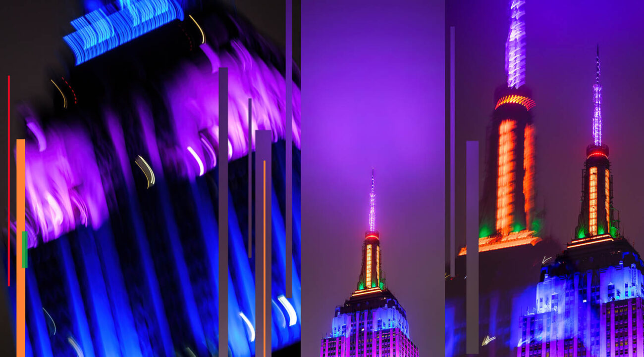 Night lights on the Empire State Building