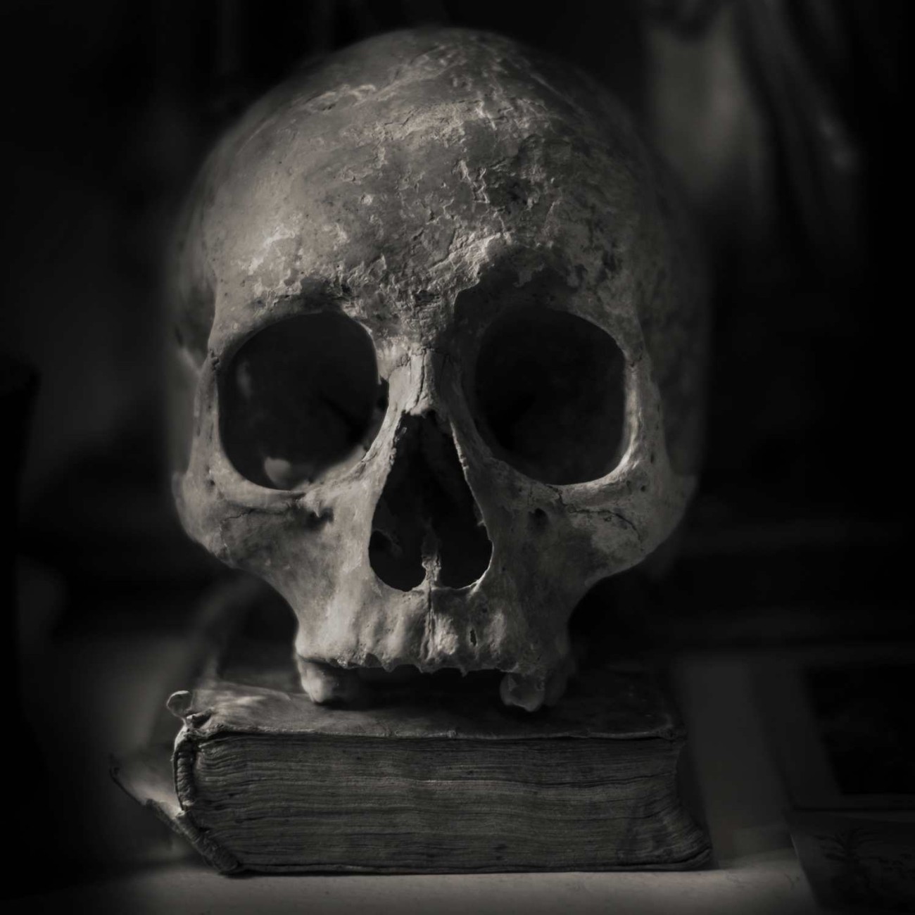 Skull and book, Monastary of Valdemossa, Spain, 2014